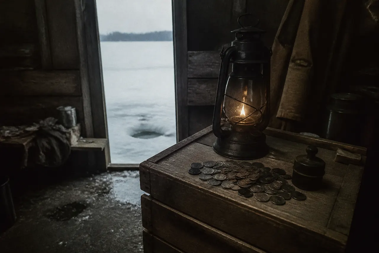 Wager token at the Ice Fish hole, stages not yet running
