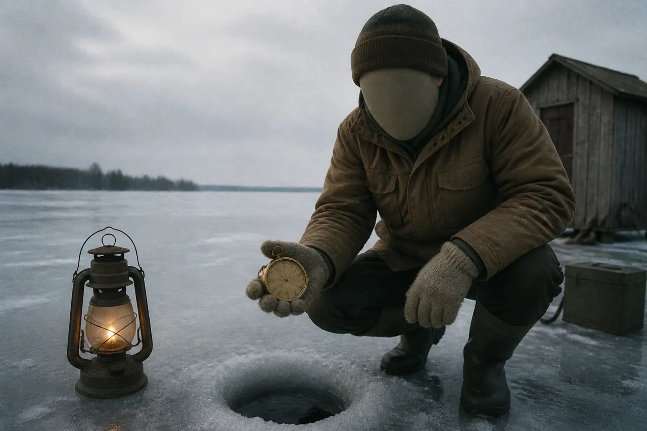 Short Ice Fish catch: fish mid-rise, winch still turning
