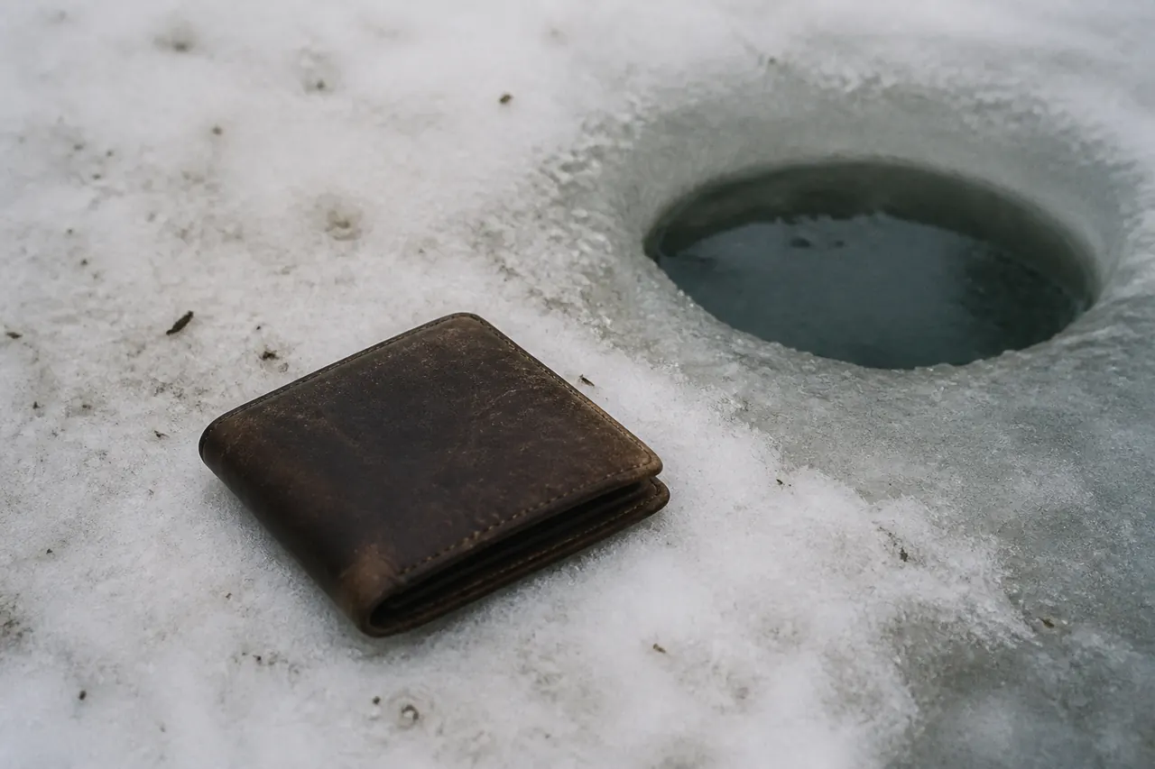 Ice Fish demo table with no cash on the ice