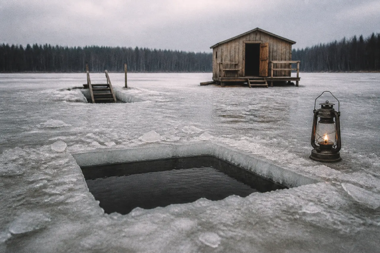 Credit tokens on ice beside an empty Ice Fish hole