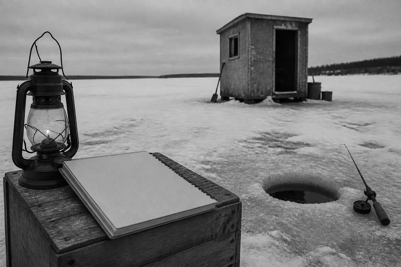 Target rings on ice around the Ice Fish hole